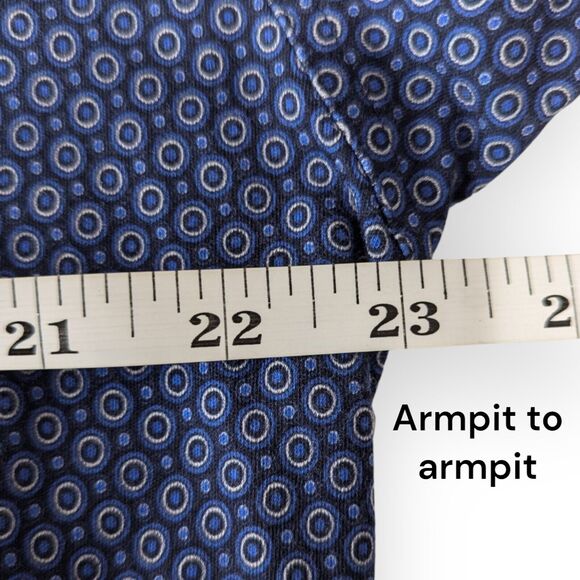 Desoto Men's 3XL Konrad Jersey Shirt Button Up Navy Print Collared Long Sleeve - Picture 8 of 10